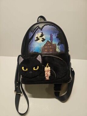 Loungefly Disney Hocus Pocus Binx Mini Backpack Black Cat Plush Pocket